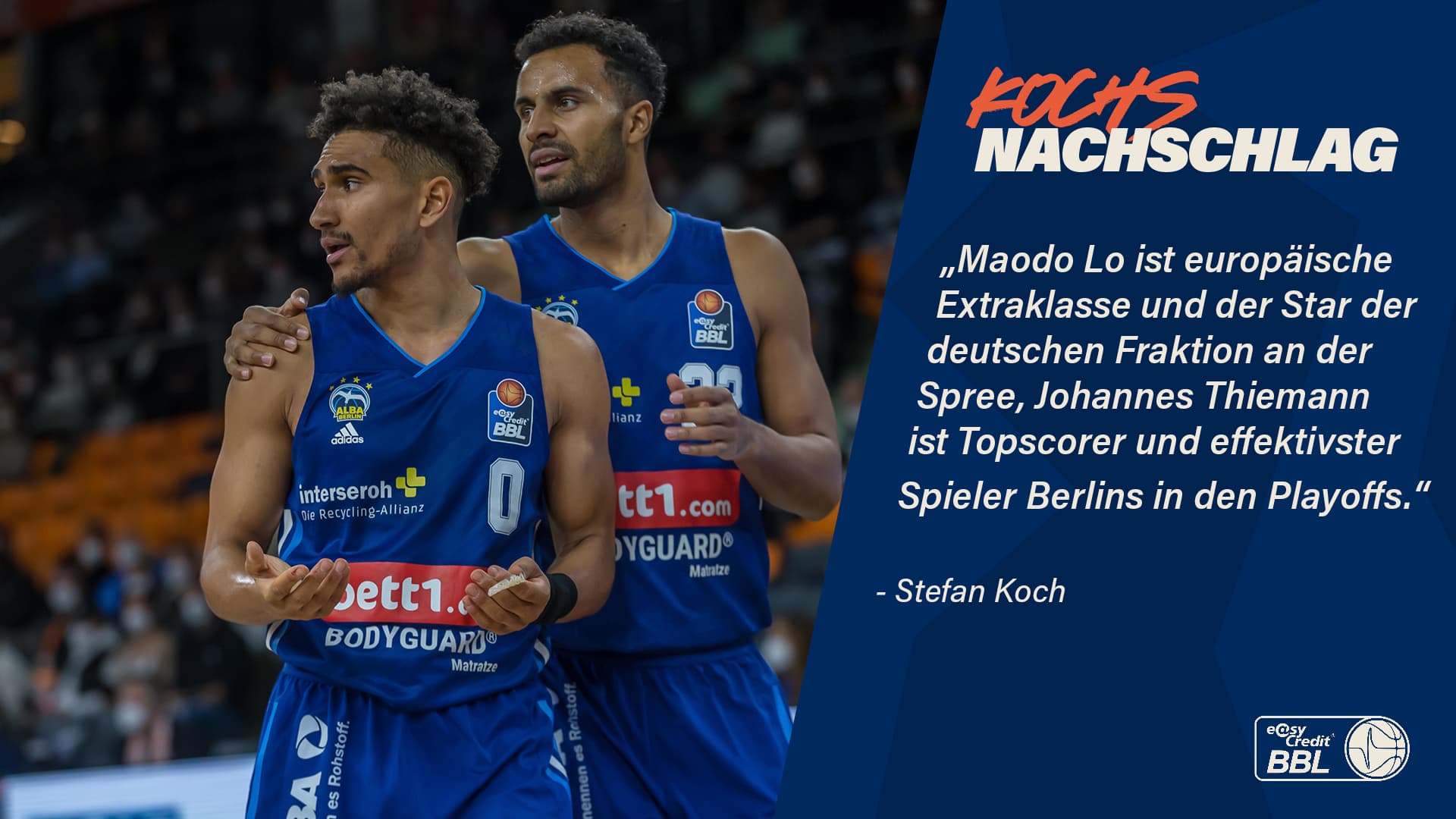 61,3 Prozent - so lautet die bislang wichtigste Zahl dieser Playoffs. 61,3 Prozent sind aber nicht – wie man vielleicht vermuten könnte – die herausragende Feldwurfquote eines Halbfinalteilnehmers, sondern vielmehr der Anteil der Punkte, den deutsche Spieler in den ersten fünf Partien der Postseason für ALBA BERLIN erzielt haben. Das ist ein wahnsinniger Wert, den es einzuordnen gilt.