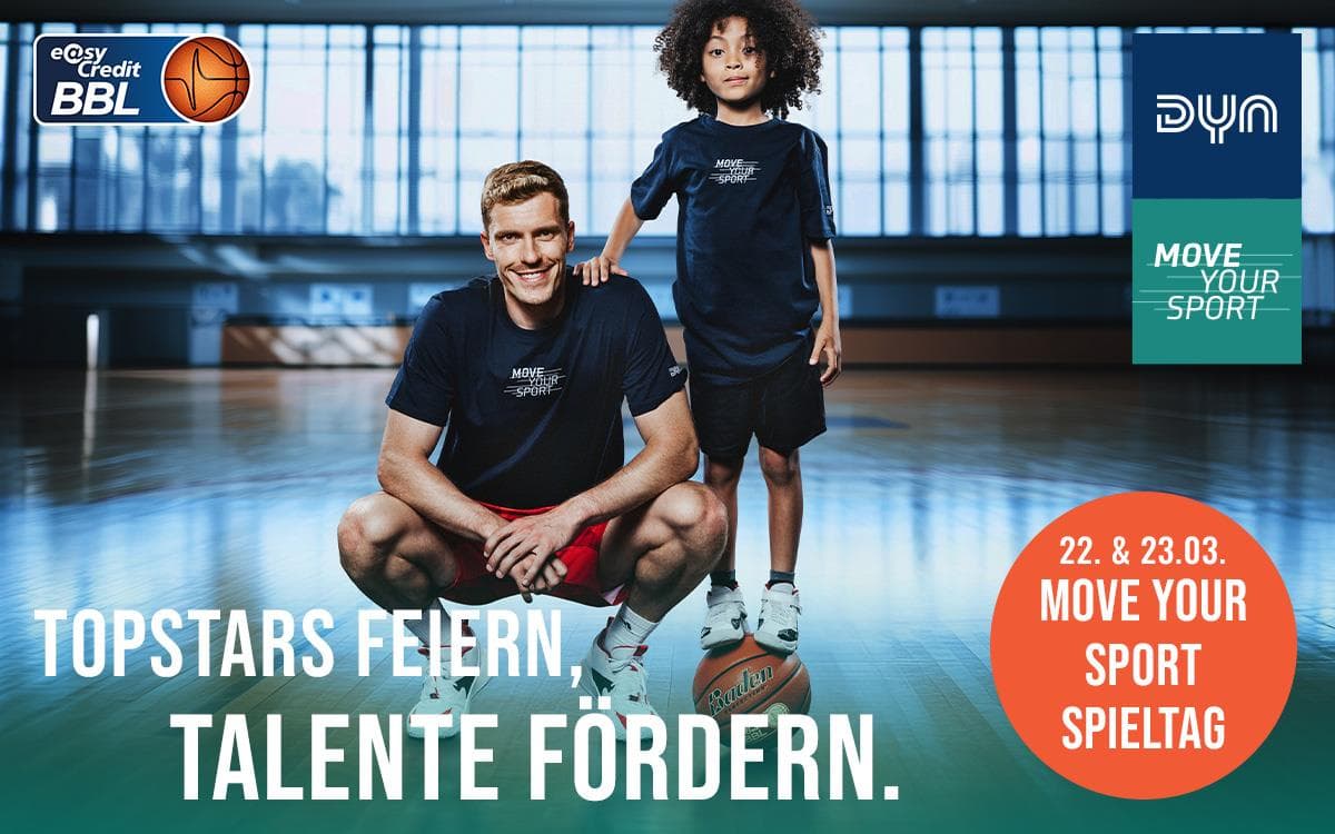 Dyn und die easyCredit Basketball Bundesliga rücken die Initiative zur Nachwuchsförderung ‘Move Your Sport’ mit dem ‘Move Your Sport Spieltag' vom 22.-23. März erstmalig in den Mittelpunkt der redaktionellen Berichterstattung. Ziel des Spieltages ist es, ausgewählte Kinder- und Jugend-Projekte vorzustellen, die von der Move Your Sport Prämie profitieren. Insgesamt wurde mit Beginn der Medienpartnerschaft in der letzten Saison eine sechsstellige Summe aus den Mitteln der Move Your Sport Prämie an alle 17 Basketball Bundesliga Standorte ausgeschüttet. Mit dem Move Your Sport Spieltag unterstreichen Dyn und die Basketball Bundesliga zudem die Relevanz einer funktionierenden und gleichzeitig partnerschaftlichen Nachwuchsförderung im Sinne des Basketball-Nachwuchses. 