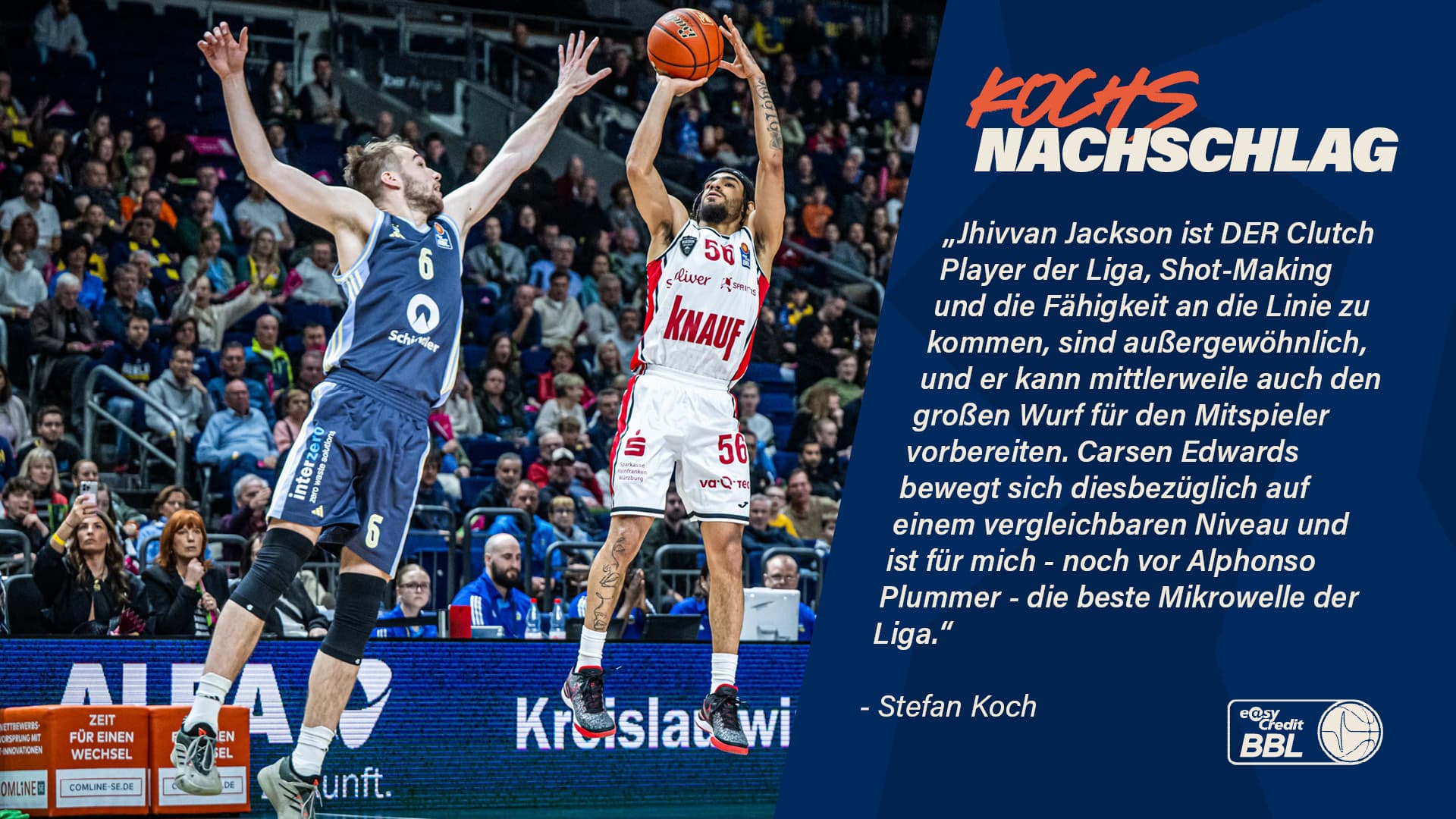 Seit Montag können Teamkapitäne und Co-Trainer der 17 Klubs sowie die Basketball-Journalisten für die individuellen Auszeichnungen der Hauptrunde abstimmen (MVP, Trainer des Jahres, Bester Offensivspieler, Bester Verteidiger, Bester deutscher U22-Nachwuchsspieler*). Ich präsentiere abseits davon ein Potpourri an „alternativen Awards“ (bitte keinen falschen Bezug zum Unwort des Jahres 2017 „alternative Fakten“ herstellen), wobei ich mit dem Sixth Man, dem Most Improved Player und dem Clutch Player bei der NBA abgekupfert habe, während die anderen Auszeichnungen meiner Fantasie entspringen und damit über lediglich sehr überschaubare Chancen verfügen, jemals in die offizielle Award-Palette aufgenommen zu werden.
